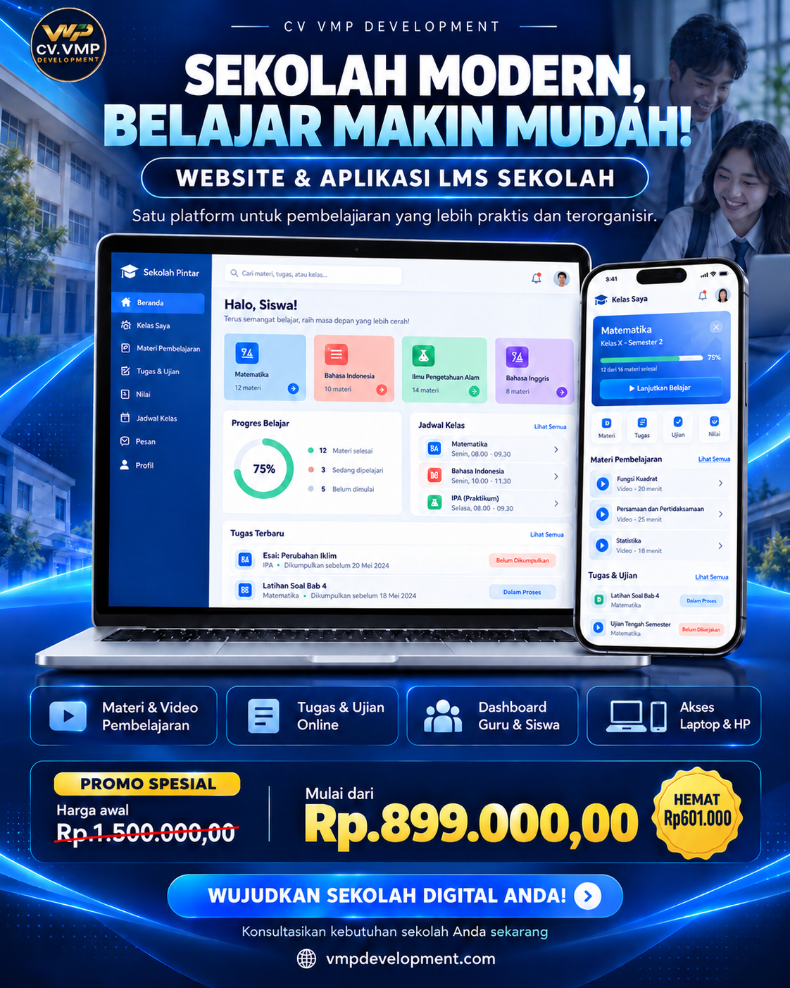 Website dan aplikasi LMS Sekolah